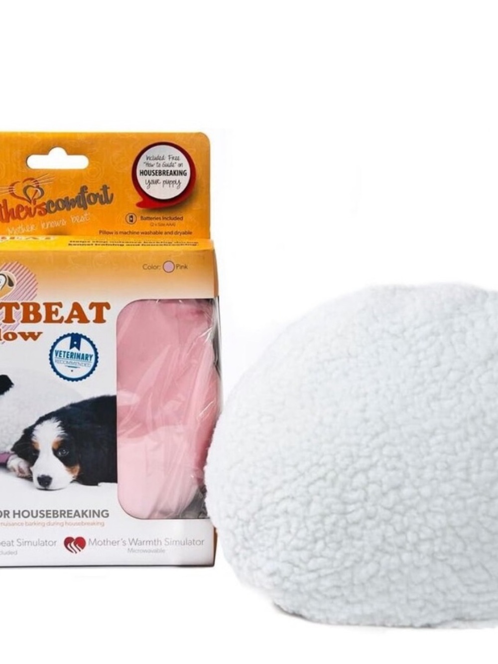 Mother's Comfort Heartbeat Pillow for Dogs - Brown & White